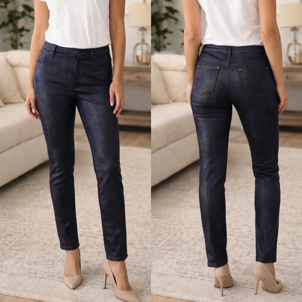 Chico’s‎ Wet Leather Look Pants – Size 1 (Navy)